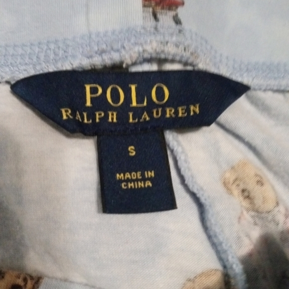 Ralph Lauren Teddy Bear PJ Pants Light Blue Pocketed Cuffed Drawstring Waist S - Picture 5 of 13
